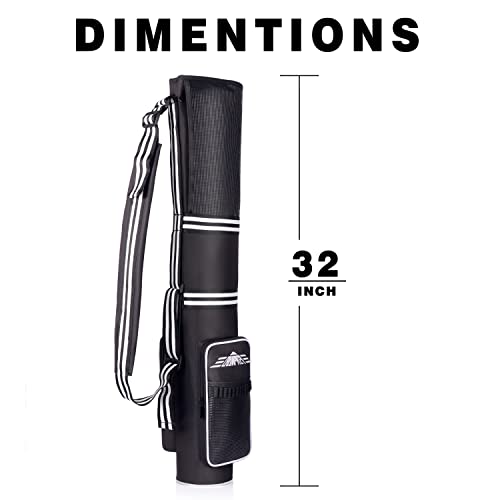 Portable Golf Sunday Bag - Carry 3-9 Clubs, 6 Pockets, Adjustable Sling Strap - Black