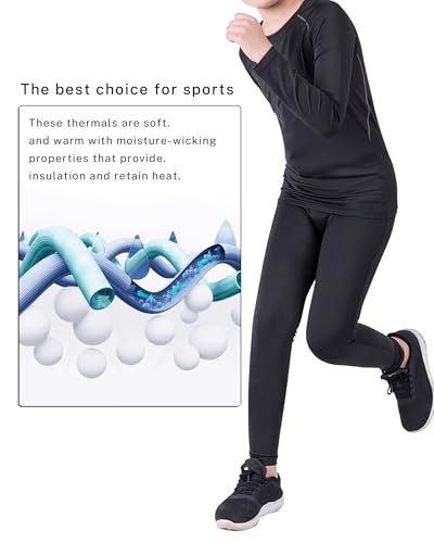Long Sleeve Compression Shirts for Kids - 2 Pack, Small Grey Line