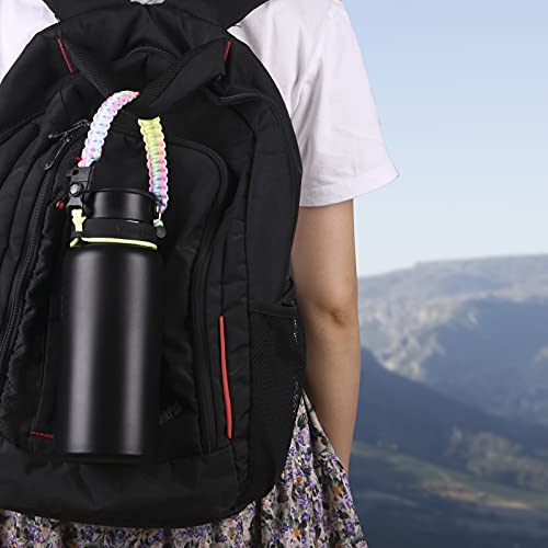 iLVANYA Bright Rainbow Paracord Handle for Hydro Flask 2.0 Wide Mouth Water Bottles - Durable, Comfortable, Multi-Functional