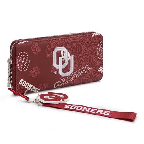 NCAA Wristlet Purse for Women - RFID Blocking Clutch Wallet, Ou-red