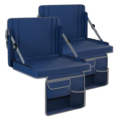 Adjustable Stadium Seats with Back Support - 2-Pack Navy