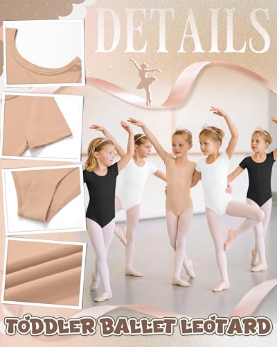 Toddler Girls Cotton Leotards - 3 Pack, Black, White & Nude - 5T