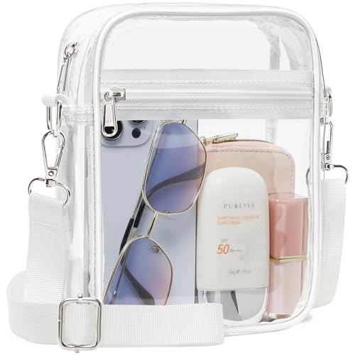 Clear Crossbody Bag for Stadium Events - Ardent White Small