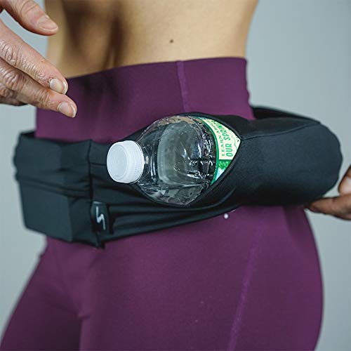 Adjustable Running Belt with 3 Pockets - Black/Black, S/M