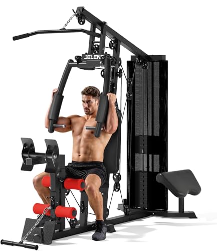 Multifunctional Home Gym Equipment with 150LBS Weight Stack - Black