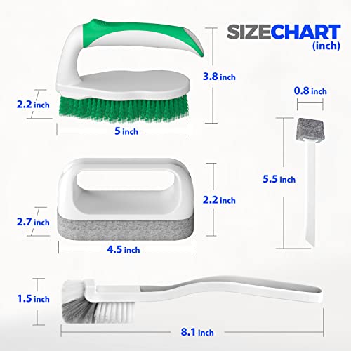 7 Pack Cleaning Brush Set - Ergonomic Scrub Brushes in Green