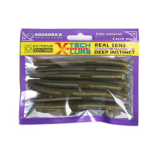 Soft Plastic Fishing Lures - 10pcs Rubber Worms, 3.93" Watermelon Color