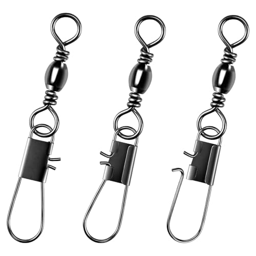 100-Pack Fishing Snap Swivels - Black Nickel Coated #14-26LB