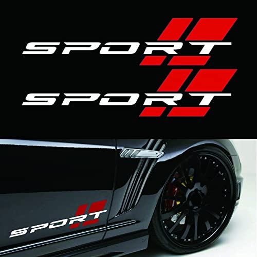 16 Inch White and Red Vinyl Decal Stickers for Trucks - Sport Letter Design
