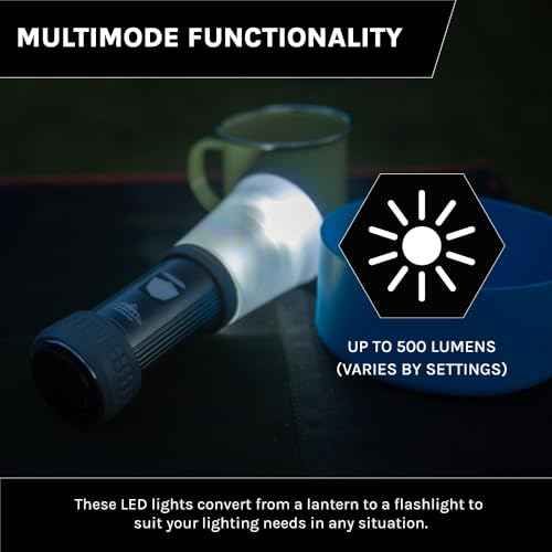 Cascade Mountain Tech 500-Lumen IPX4 Water-Resistant LED Flashlight Lantern with 3 Light Modes for Outdoor and Emergency Use - 3 Pack,Black