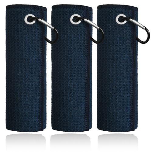 Navy Mile High Life Microfiber Golf Towels 3-Pack with Carabiner Clip