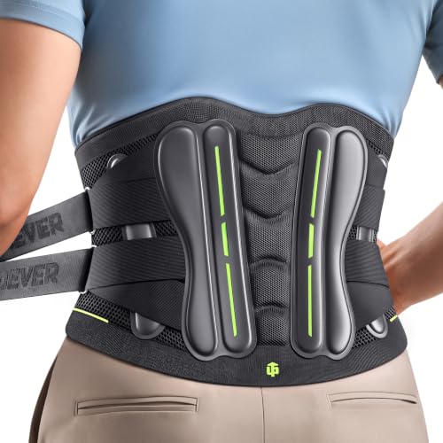SoloEver Men's Large Black Lumbar Back Brace for Lower Back Pain Relief