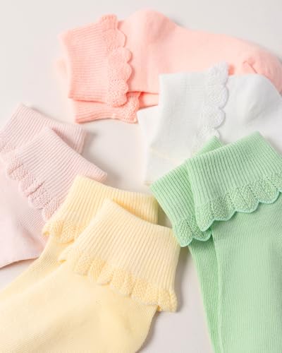 Toddler Girls Ruffle Socks - Cotton Frilly Dress Socks 2-4T