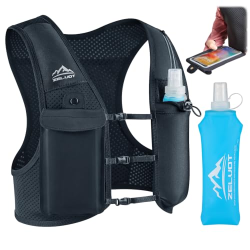 Lightweight Hydration Vest with Touchscreen Pocket - Black, M-L