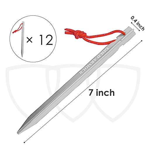 Heavy Duty Aluminum Tent Stakes - 12 Pack Silver Camping Pegs