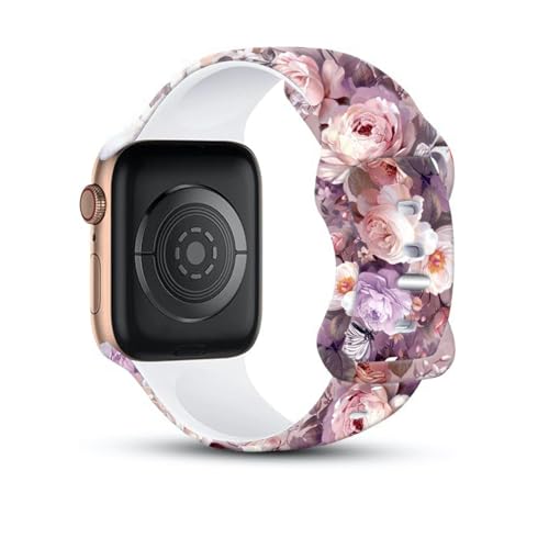 Floral Printed Silicone Sport Watch Band - Purple - 38mm/40mm/41mm