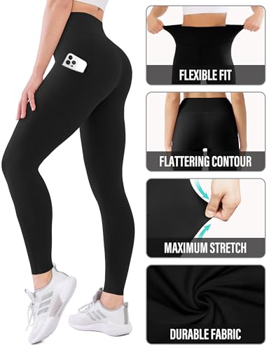 High Waisted Leggings with Pockets for Women Buttery Soft Full Length