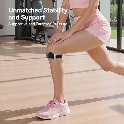 Patellar Tendon Support Strap - Non-Slip Knee Brace for Running & Fitness - Black