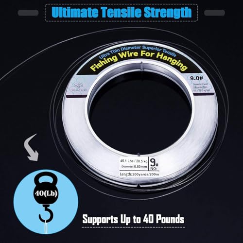 Clear Monofilament Fishing Line - 0.5mm 656ft 29lb Invisible Hanging Wire