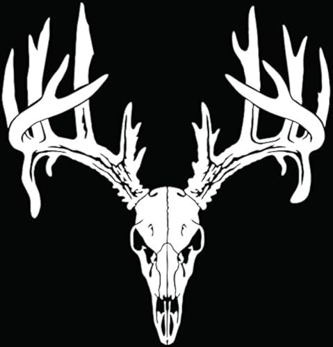 Deer Buck Antlers Skull Vinyl Decal Sticker - 8 Inch - Gloss White
