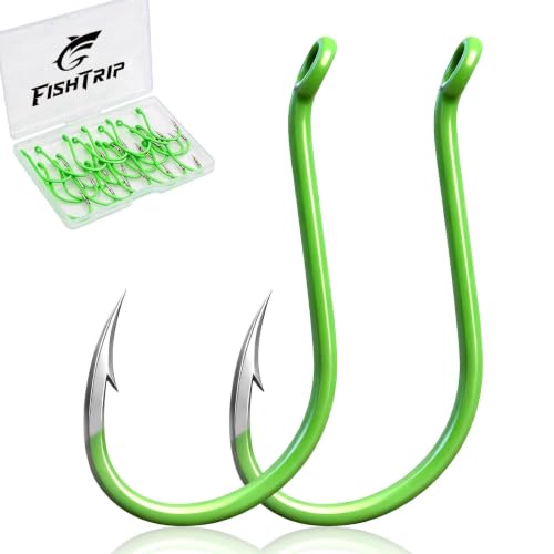 Octopus Fishing Hooks - 50 Pcs Glow Green Circle Hooks #6
