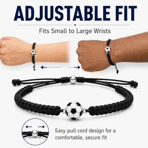 Adjustable Soccer Bracelet - Unisex Paracord Jewelry Gift
