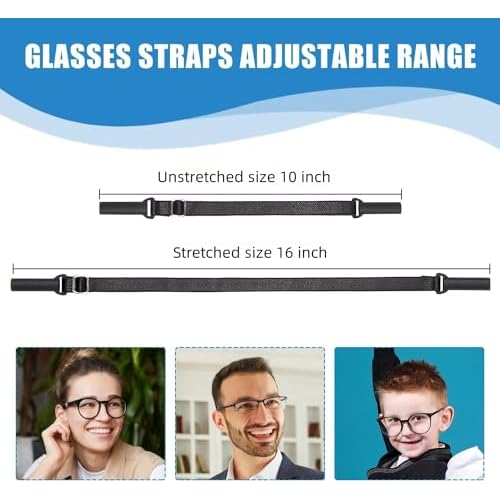 Adjustable Glasses Straps - 3 Pack No Tail Eyewear Retainer for Men, Women, Kids ? Fits Eyeglasses & Sunglasses