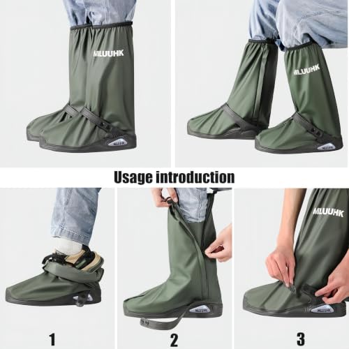 MLUUHK X-Large Green Waterproof Reusable Shoe Covers for Men & Women