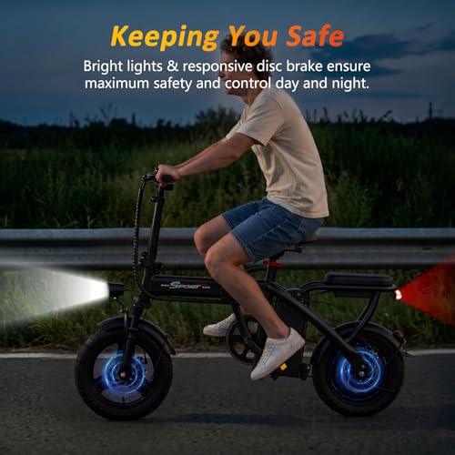 Electric Bike for Adults - 1200W Peak Motor, 22MPH, Foldable - Standard Black