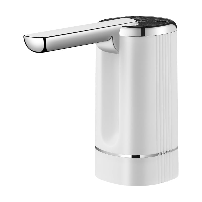 Foldable Electric Water Dispenser Pump for 5 Gallon Jug - USB Charging 3 Modes with Auto-Off Switch, Portable for Home Outdoor Camping Office-Compact Quiet Drinking Water Suction Device (Silver)