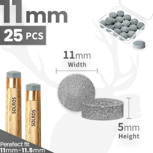 11MM Pool Cue Tips Replacement Kit with Glue - Gray