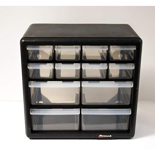 Homak 12-Drawer Parts Organizer, Black, HA01012001