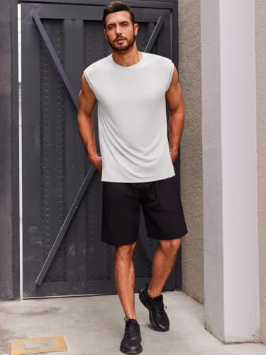 Men's Sleeveless Tank Top - Casual Workout Gym Shirt - XX-Large White