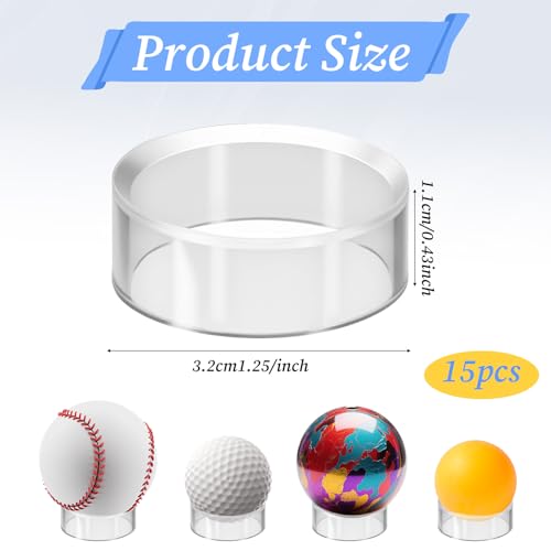 15 Pcs Clear Baseball Display Stands for Golf, Softball & Tennis Balls