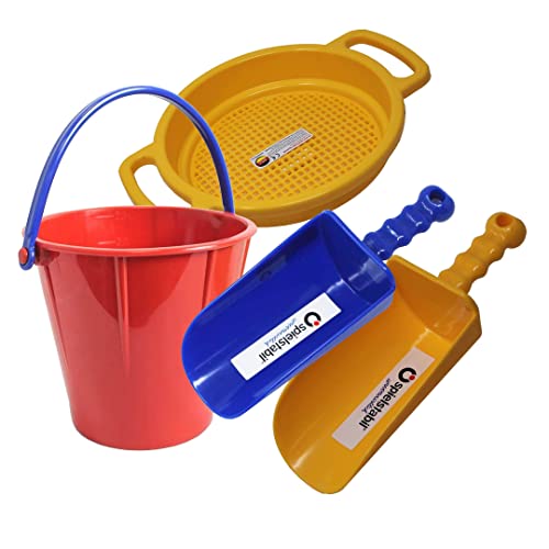 Kids Large Sand Toy Set with Pail, Sieve & Scoops - Heavy Duty Beach Toys for Ages 2.5+