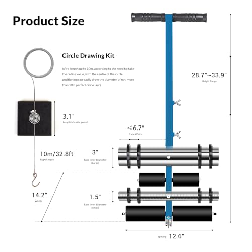 Line Striping Machine with Circle Kit - Adjustable for Basketball & Pickleball Courts - Blue