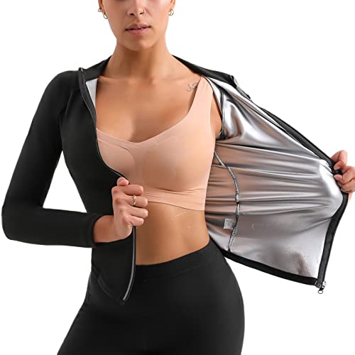 Sauna Suit Sweat Shaper Jacket - Long Sleeve, Large-X-Large, Black Y7