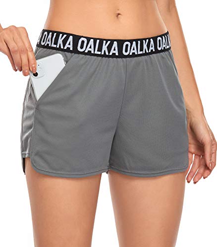 Lightweight Women's Running Shorts with Pockets - XX-Large Light Grey