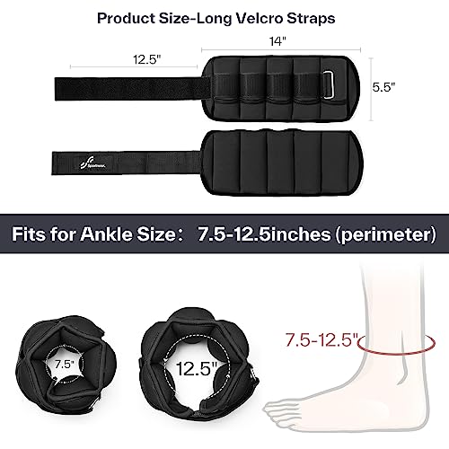 Adjustable Ankle Weights, 2-10 lbs Per Pair, Soft Neoprene
