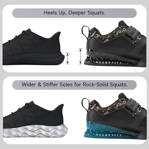 Professional Weightlifting Shoes for Men - 12.5 Women/11 Men - Obsidian Black