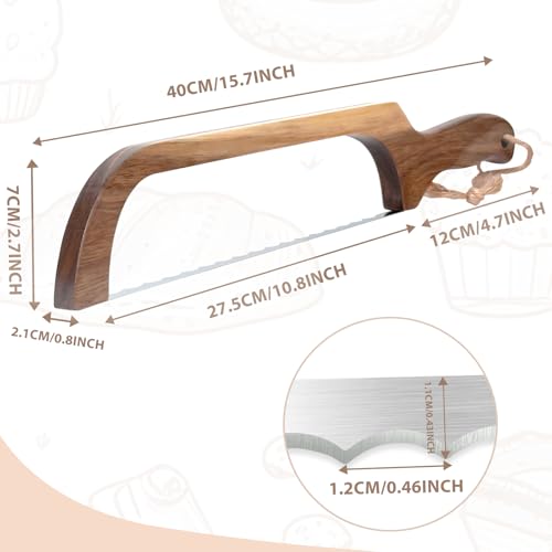 16-Inch Acacia Wood Sourdough Bread Bow Knife - Dark Brown