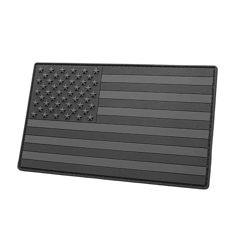 USA Flag Rubber Morale Patch - Blackout Tactical PVC Badge for Gear