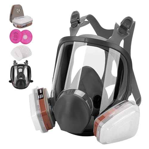 Reusable Respirator full Face Gas Cover, Organic Vapor Mask and Anti-fog, for Painting, mechanical polishing, logging, welding, Against Dust, Staining, Sanding & Cutting