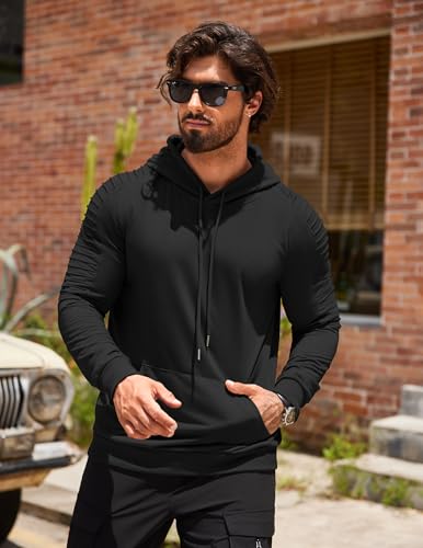 COOFANDY Men's Black X-Large Hoodie Casual Drawstring Sweatshirt