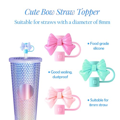 Silicone Bow Straw Covers for Starbucks Cups - 6 Pack