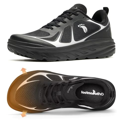 OrthoComfoot Men's Wide Orthopedic Diabetic Running Shoes Black 13 K1 - Foot Pain Relief