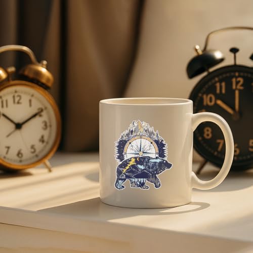 Bear and Mountains Vinyl Decal Sticker - 5 Inch, Weather Resistant