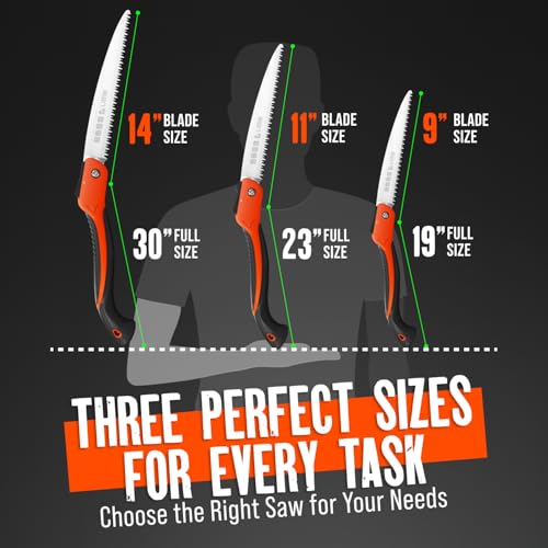 11 Inch Orange Folding Pruning Saw with Triple-Cut SK5 Blade - Heavy Duty Tree & Wood Cutting Tool