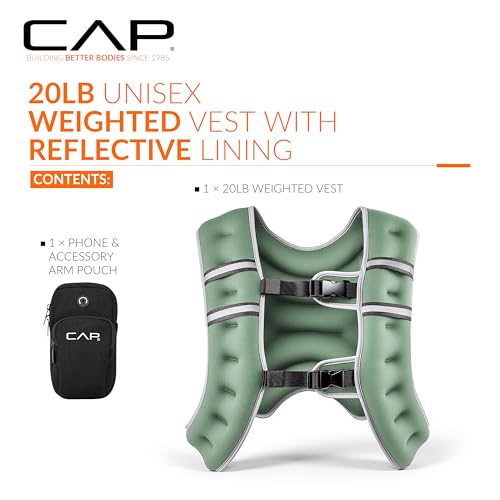 CAP 20 lb Reflective Green Weighted Vest for Running & Training