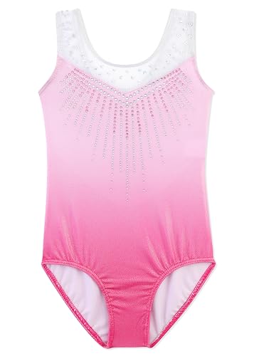 Girls' Gymnastics Leotard with Tutu - Pink Diamond, 7-8 Years
